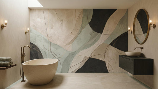 Abstract Cream wallpaper for Bathroom