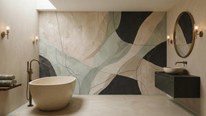 Abstract Cream wallpaper for Bathroom