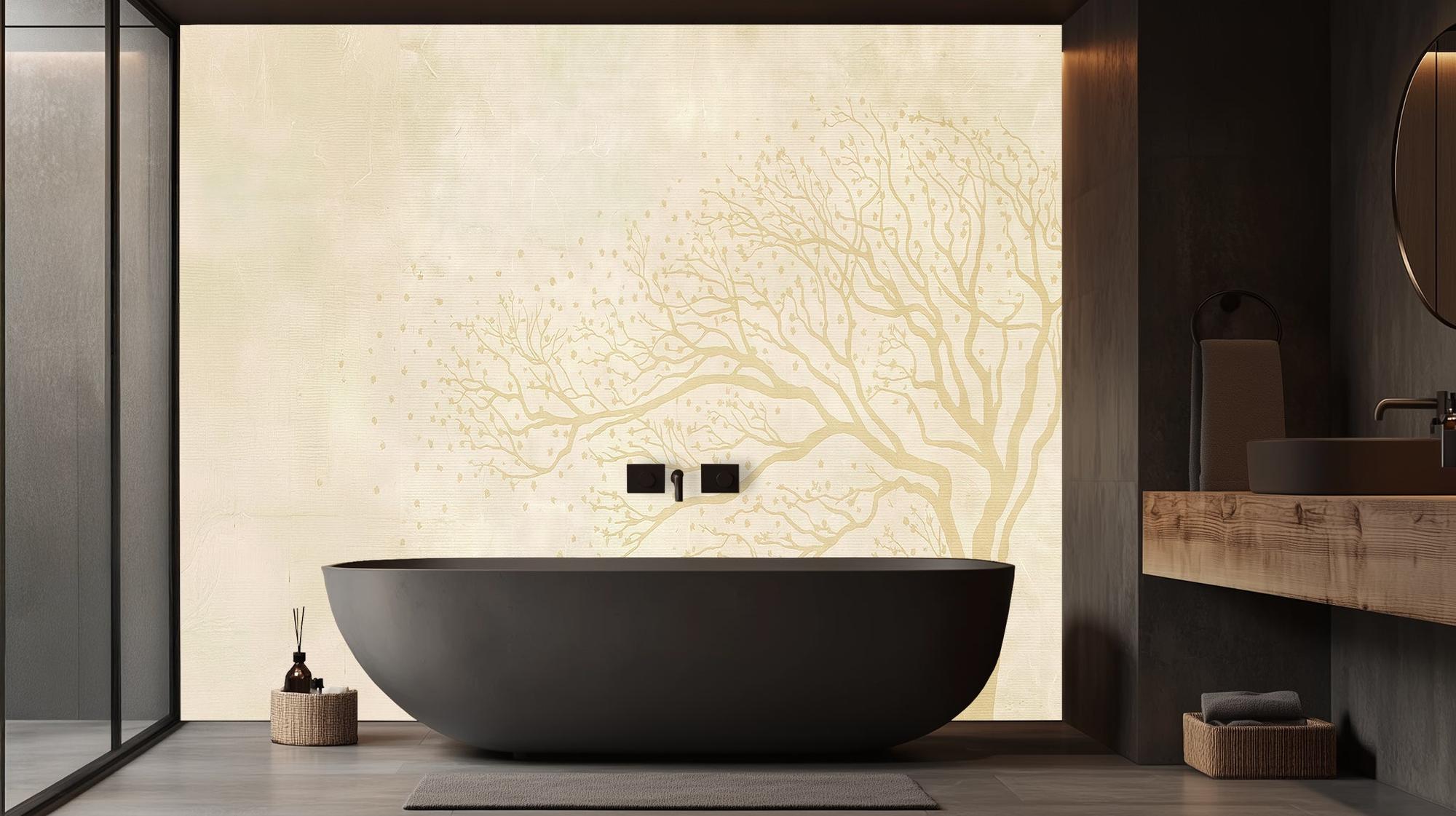 Banyo için Çağdaş Krem duvar kağıdı