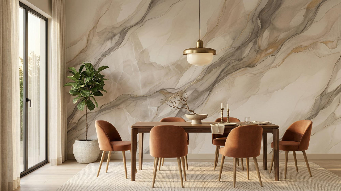 Contemporary Cream wallpaper for Dining Room