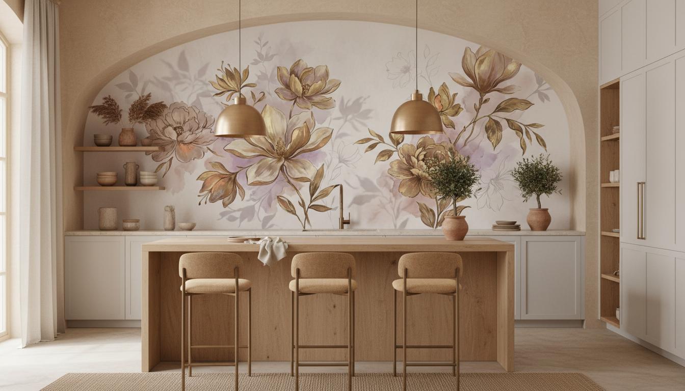 Contemporary Cream wallpaper for Kitchen