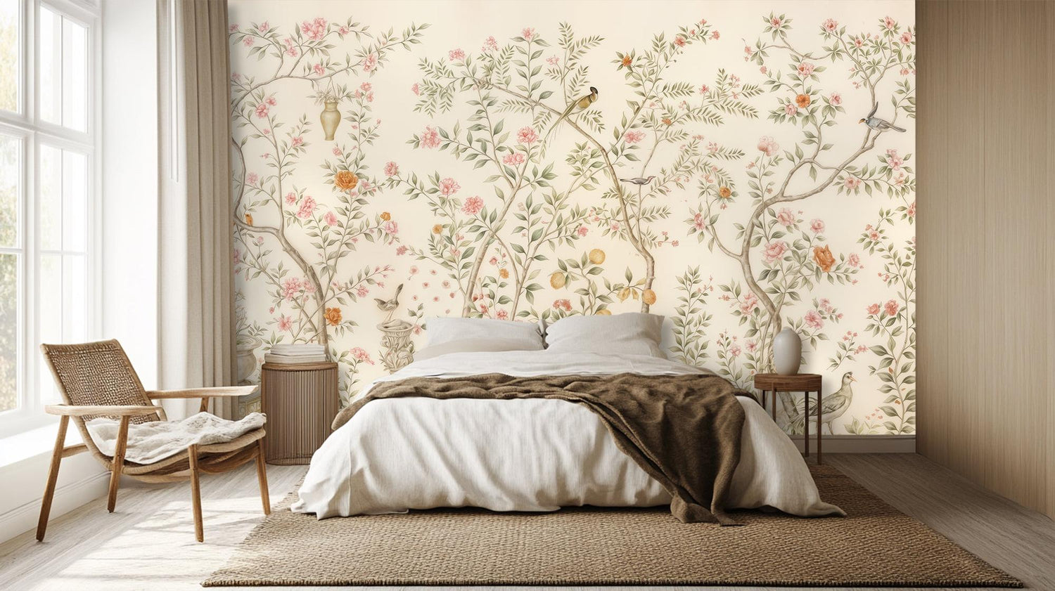 Traditional Cream wallpaper for Bedroom