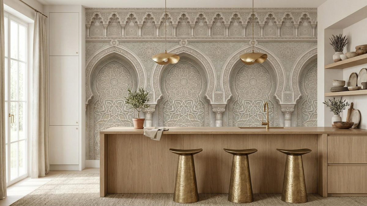 Traditional Cream wallpaper for Dining Room