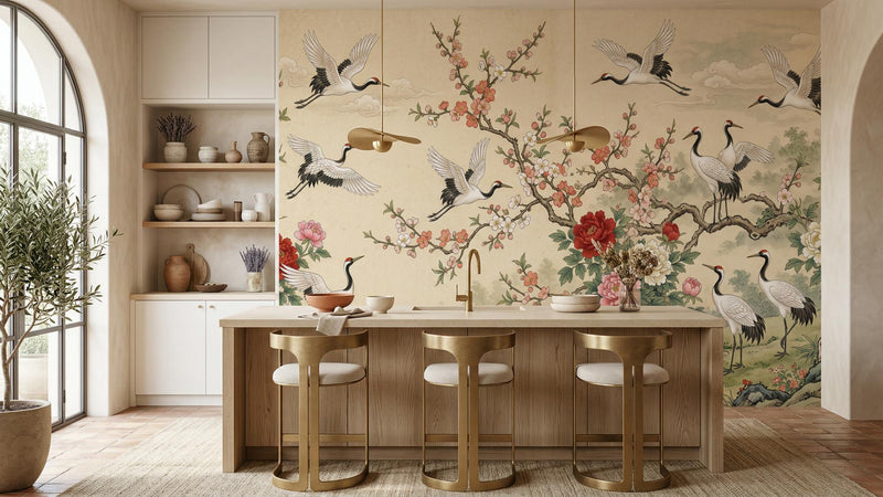 Traditional Cream wallpaper for Dining Room