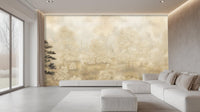 Transitional Cream wallpaper for Living Room