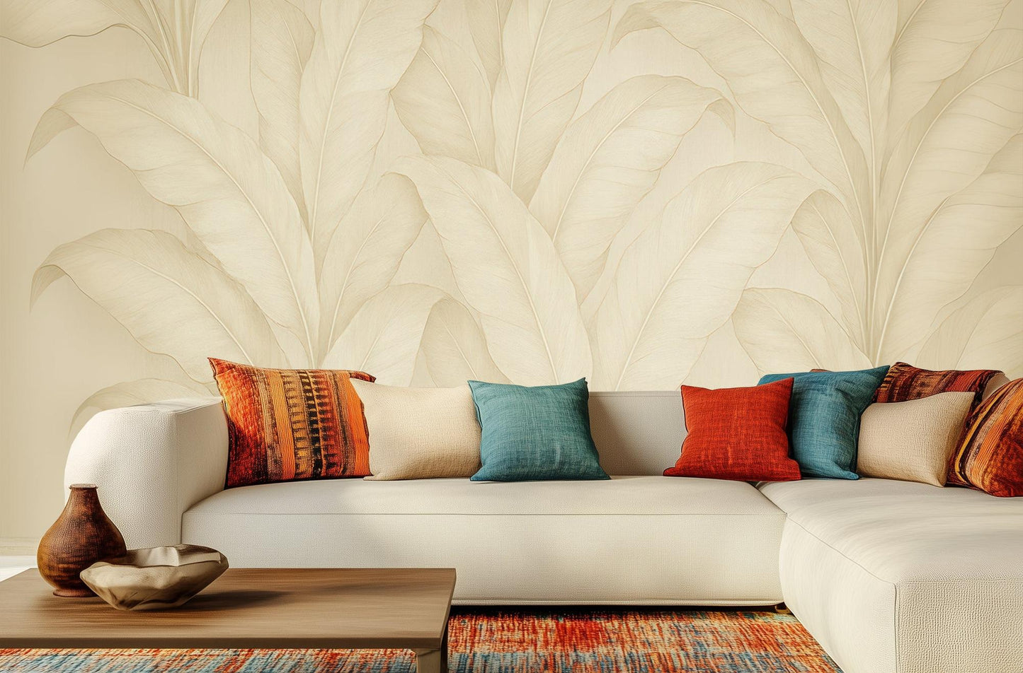 Tropical Cream wallpaper for Living Room