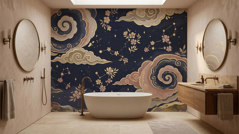 Contemporary Dark wallpaper for Bathroom