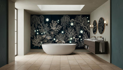 Contemporary Dark wallpaper for Bathroom