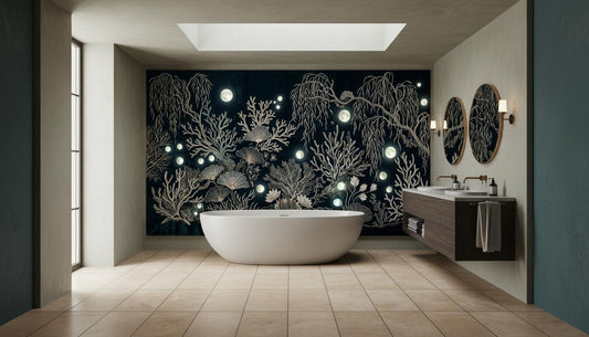 Contemporary Dark wallpaper for Bathroom
