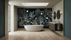 Contemporary Dark wallpaper for Bathroom