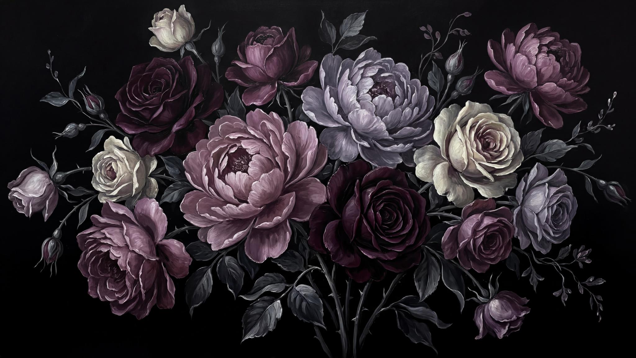 Vintage Şeftali Rengi Floral Duvar Kağıdı