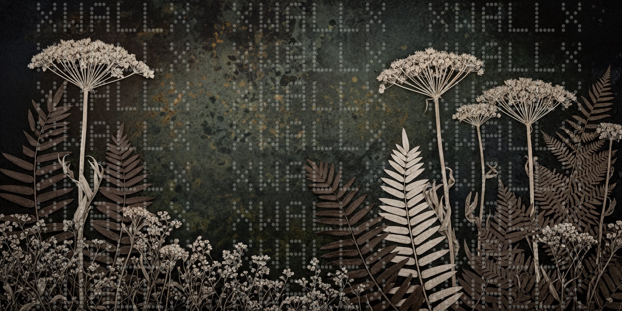 Botanical Ferns and Text Wallpaper
