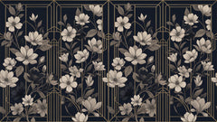 Navy Floral Elegance Wallpaper