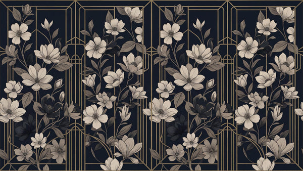 Lacivert Floral Zarafet Duvar Kağıdı - Sample