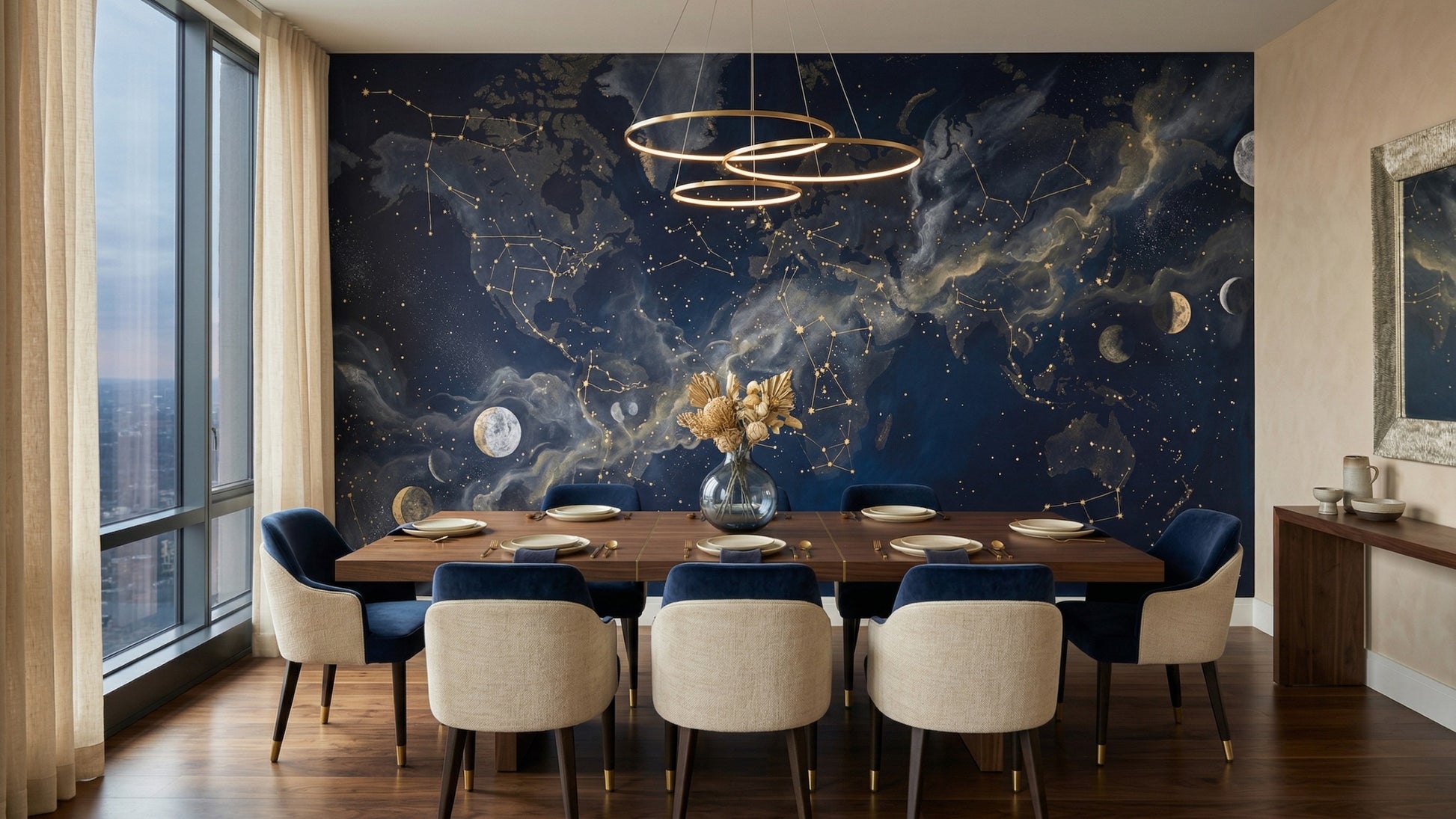 Contemporary Dark wallpaper for Dining Room