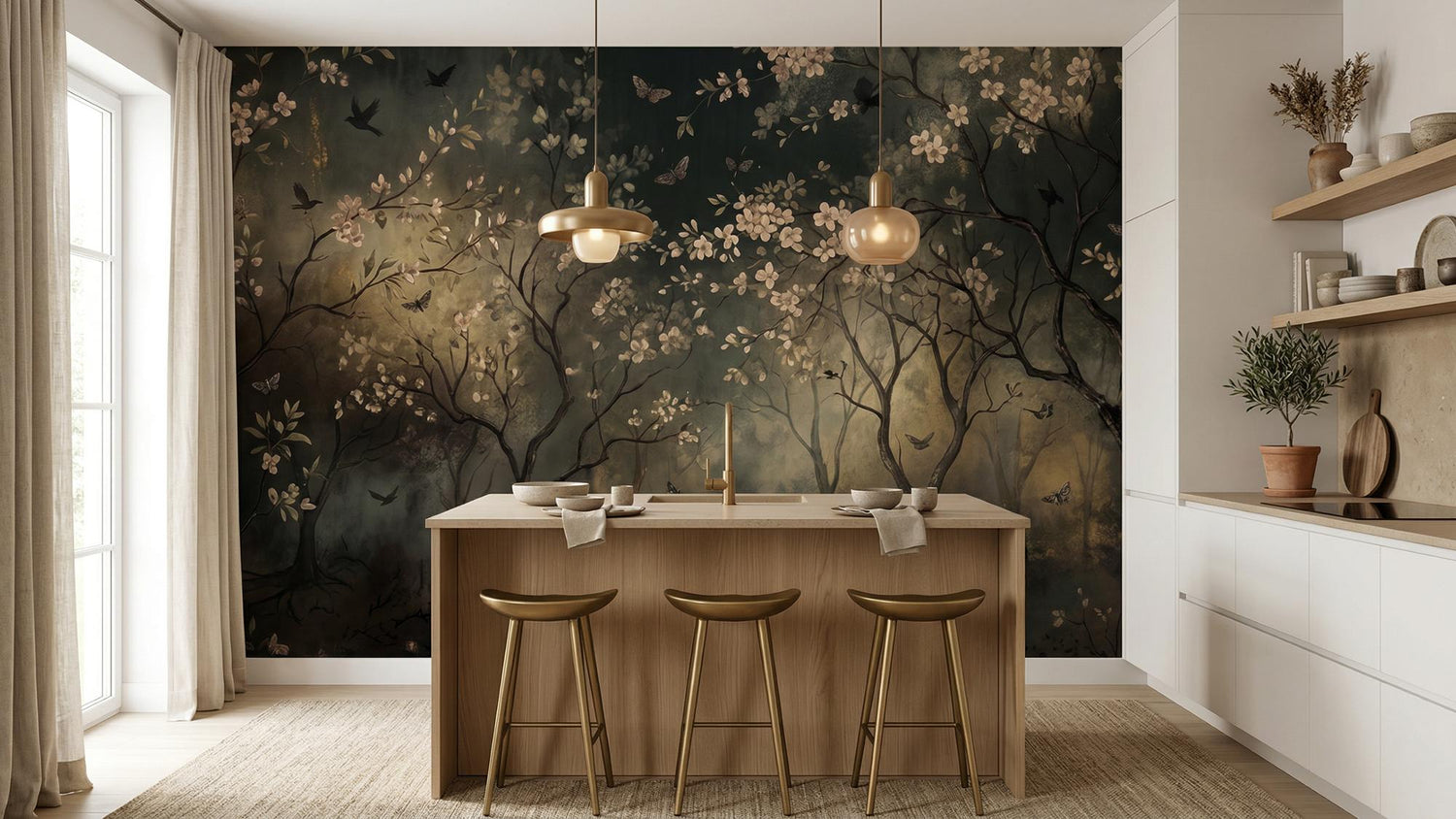 Contemporary Dark wallpaper for Living Room