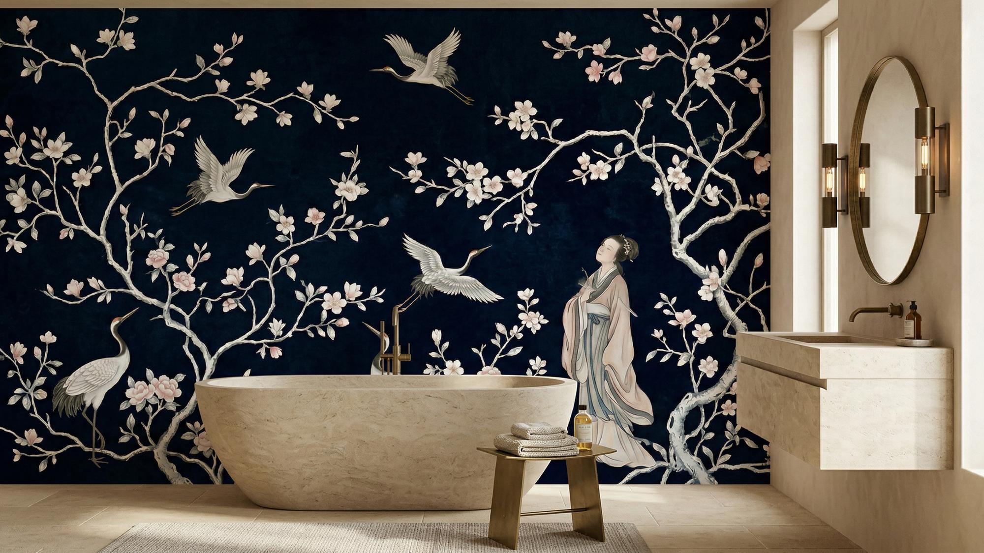 Traditional Dark wallpaper for Bathroom