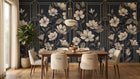 Navy Floral Elegance wallpaper for a dining room feature wall