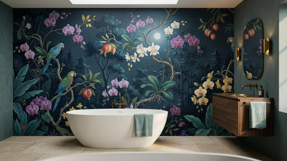 Tropical Dark wallpaper for Bathroom