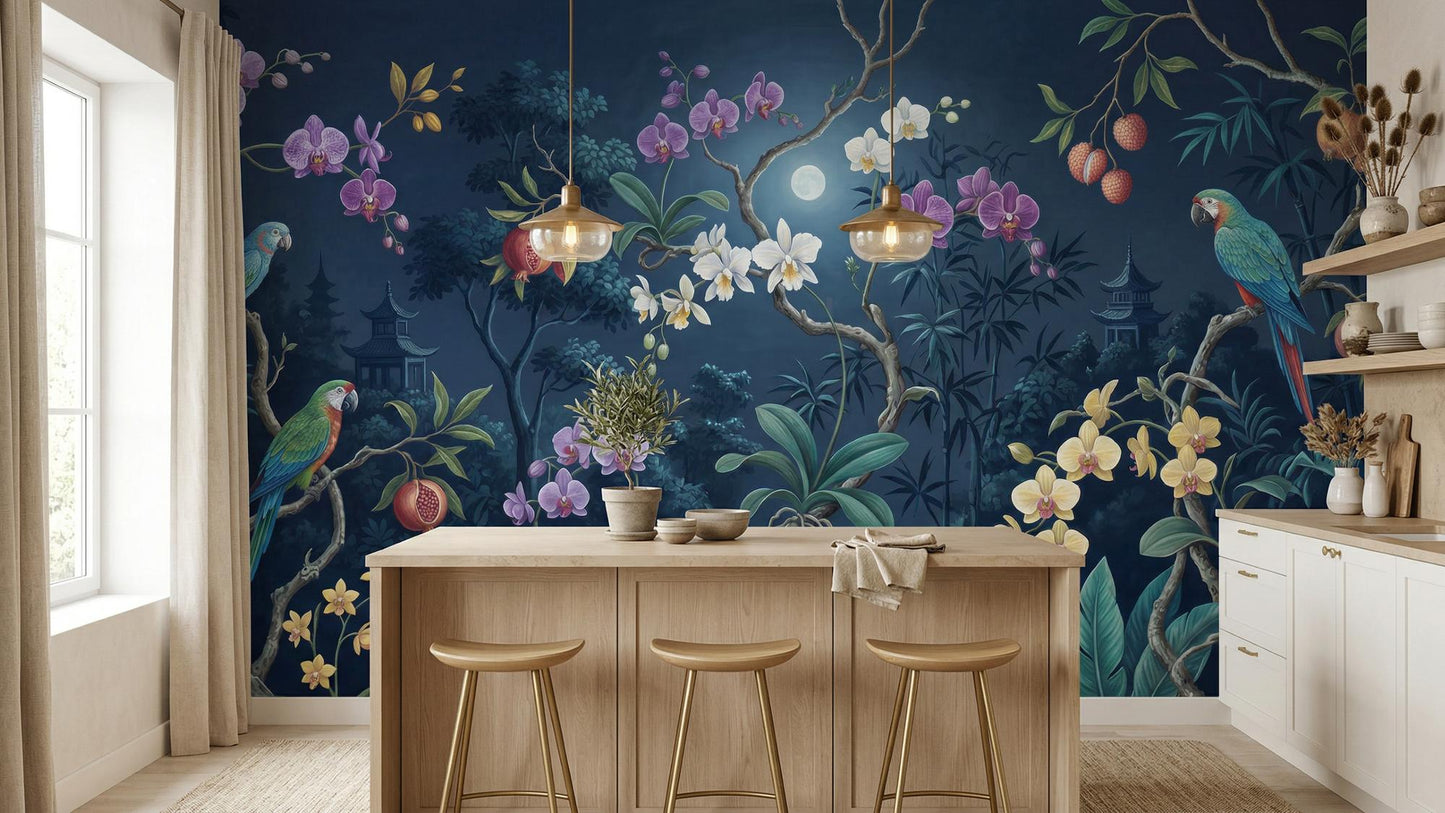 Tropical Dark wallpaper for Living Room