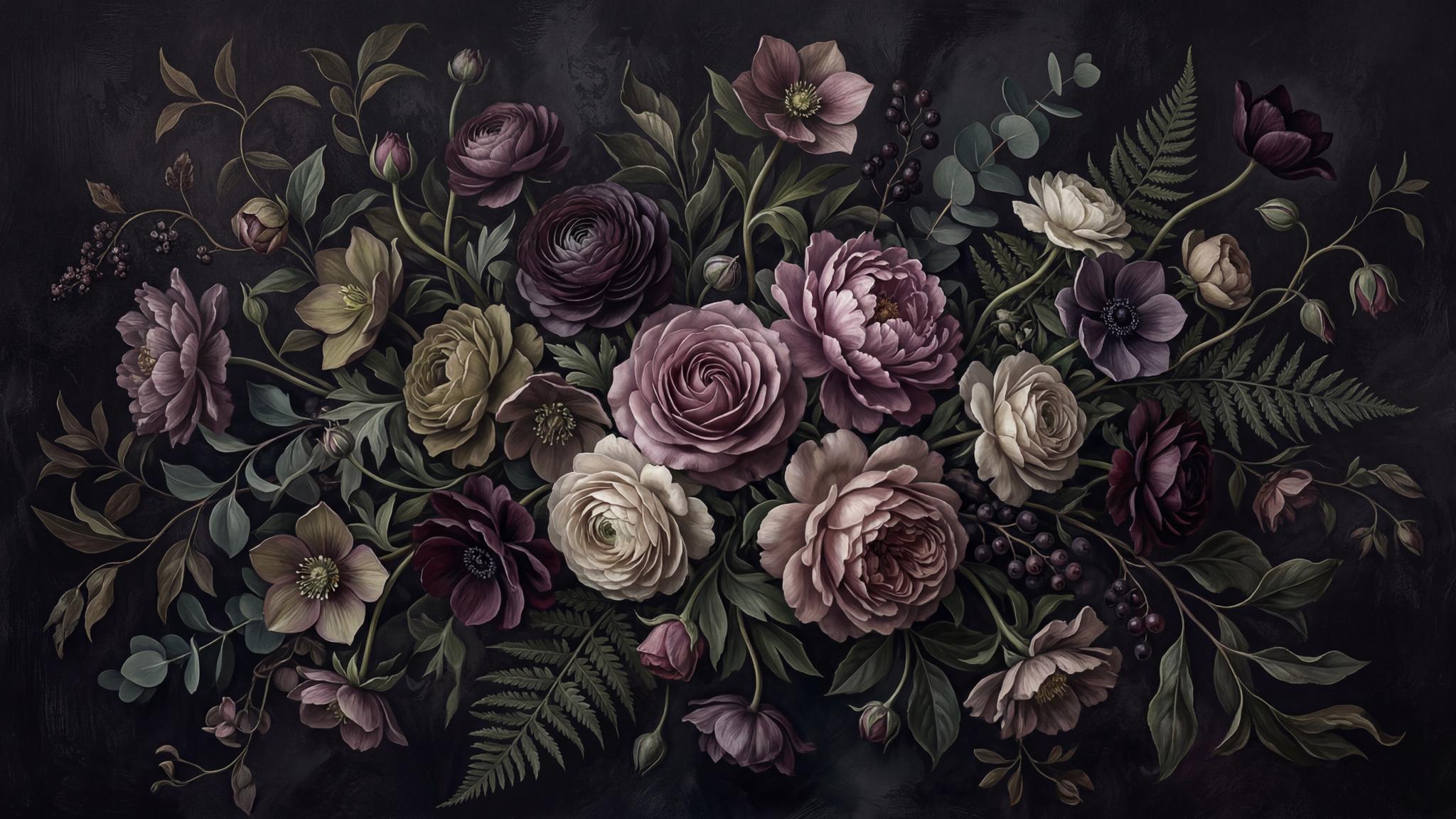 Hüzünlü Floral Kucaklama Duvar Kağıdı