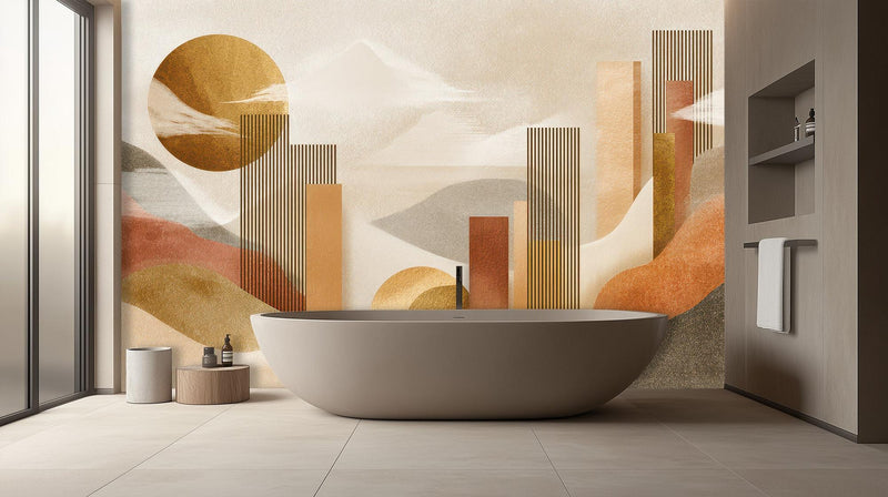 Banyo için Soyut Toprak Tonları duvar kağıdı