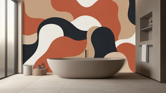 Abstract Earth Tones wallpaper for Bathroom