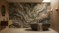 Abstract Earth tones brown wallpaper for Bathroom muted