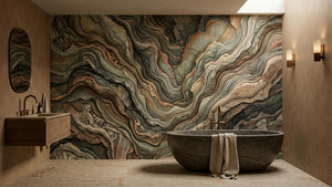 Abstract Earth Tones wallpaper for Bathroom