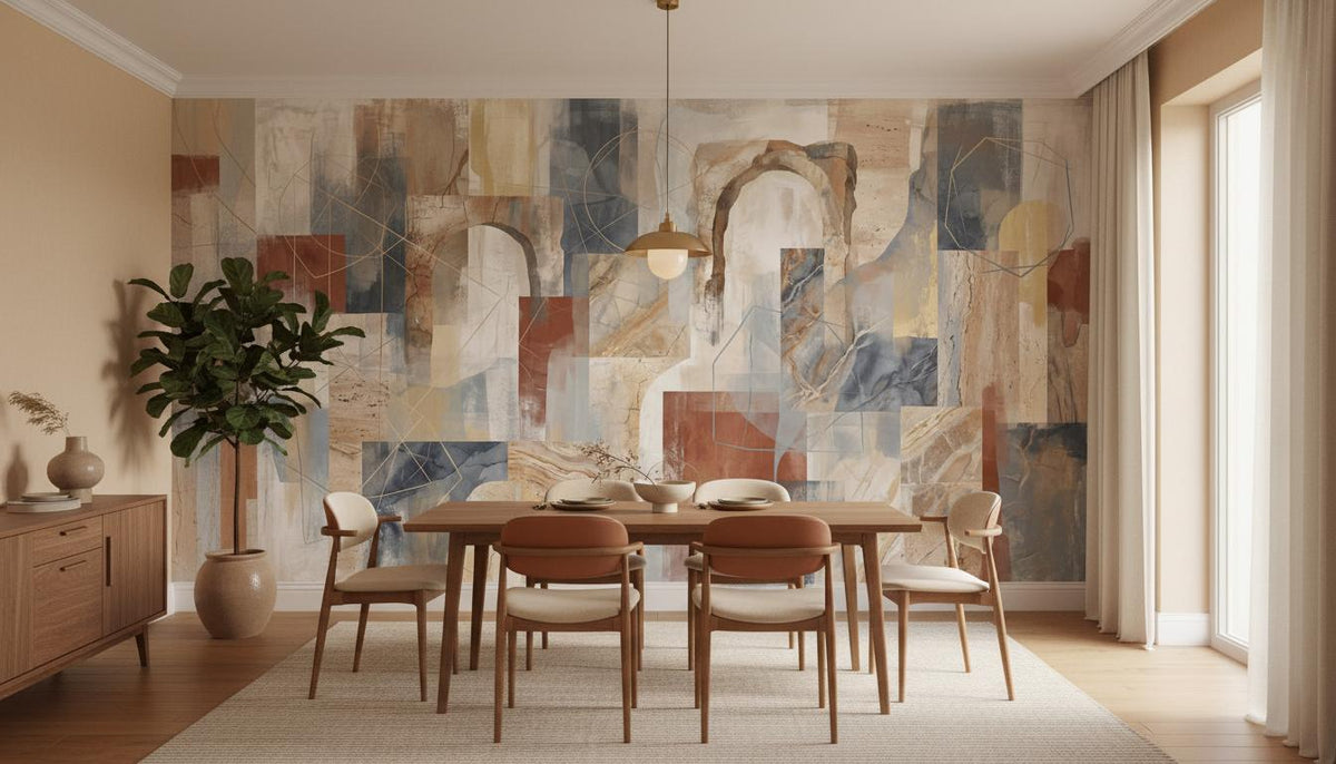 Abstract Earth Tones wallpaper for Dining Room