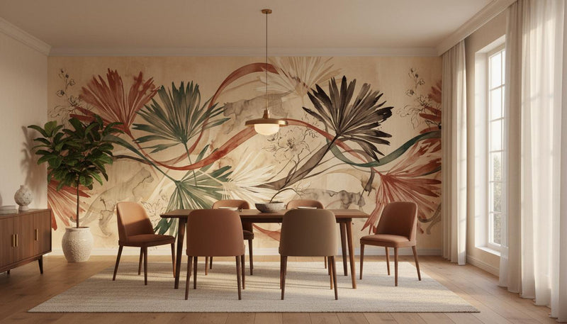 Abstract Earth Tones wallpaper for Dining Room