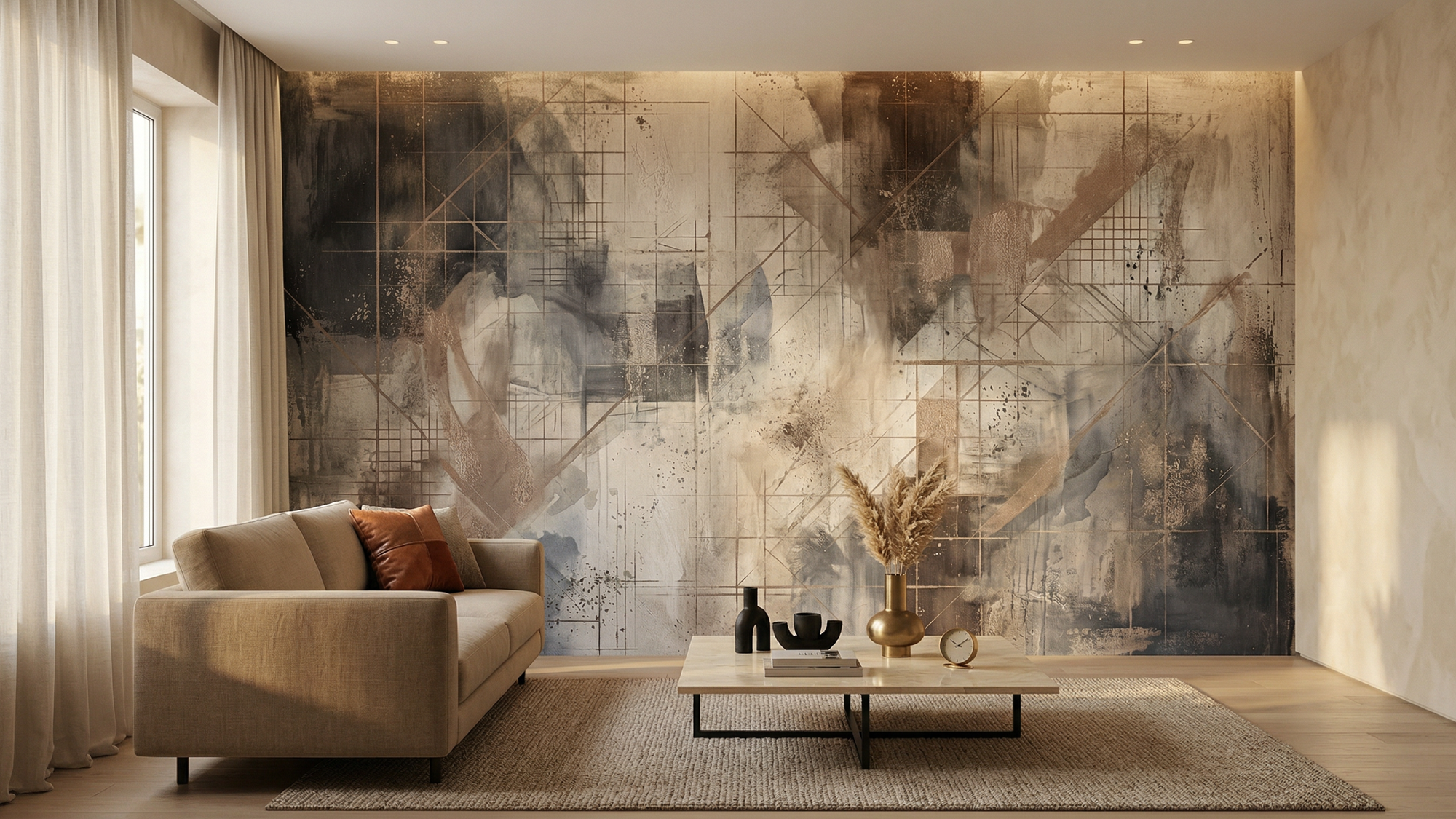 Abstract Earth Tones wallpaper for Living Room
