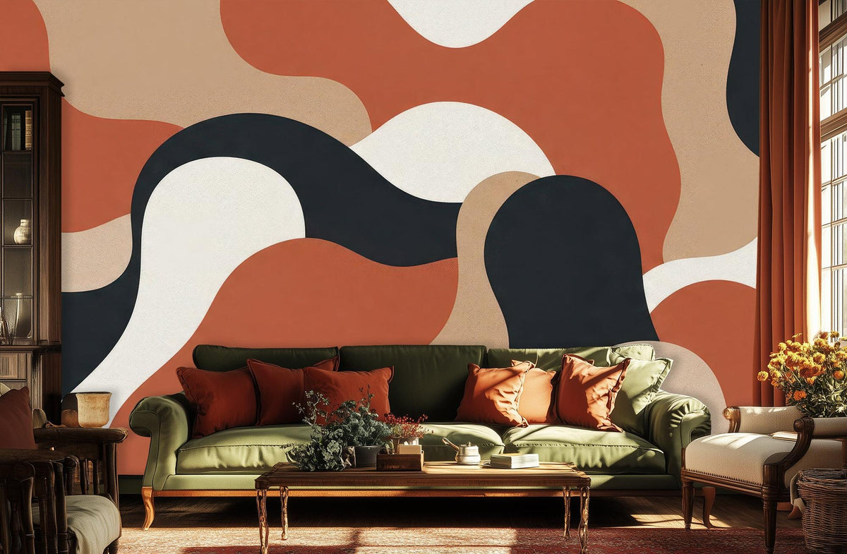 Abstract Earth Tones wallpaper for Living Room