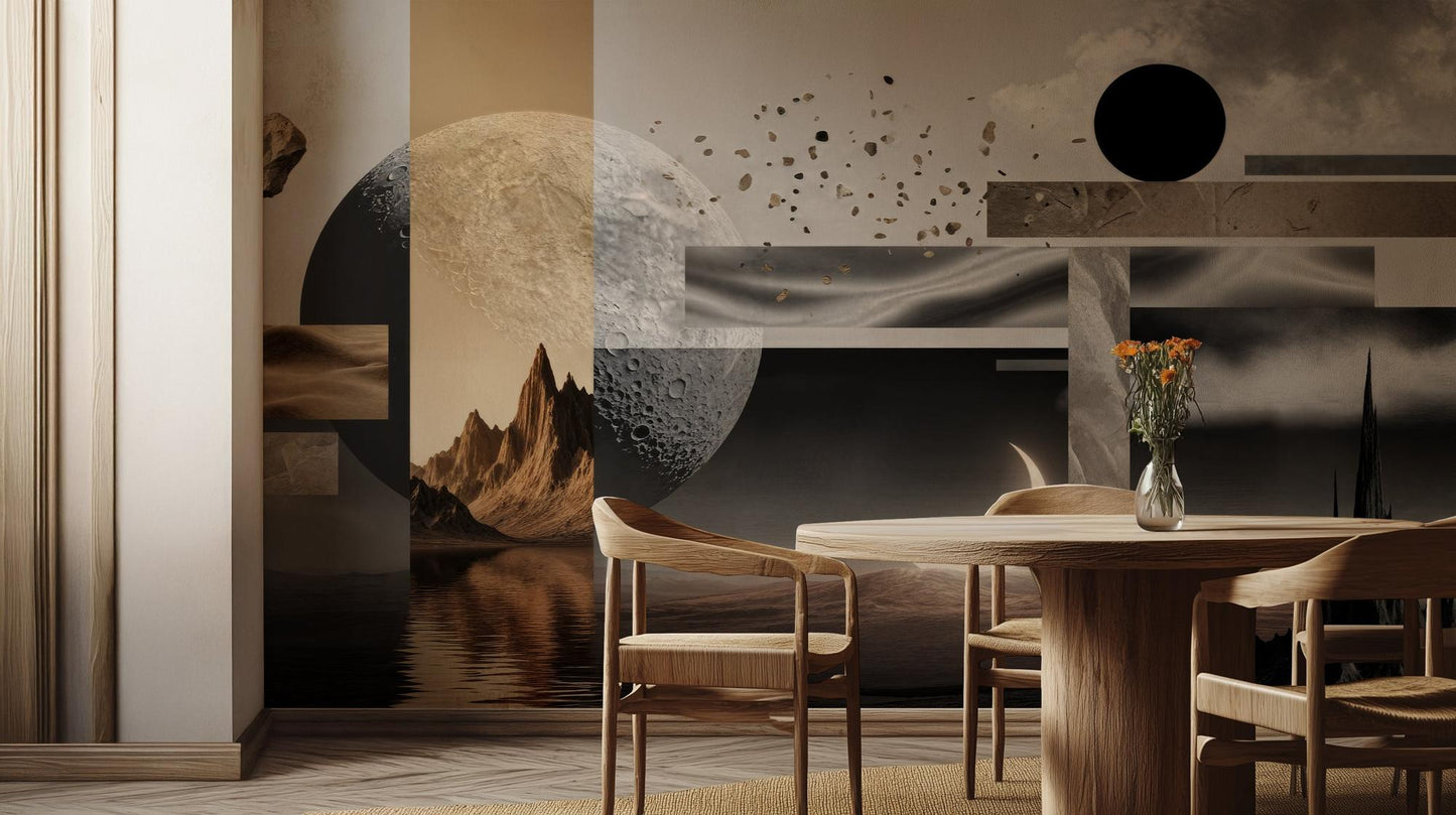 Abstract Earth Tones wallpaper for Living Room