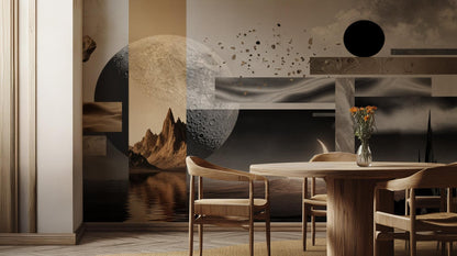 Abstract Earth Tones wallpaper for Living Room