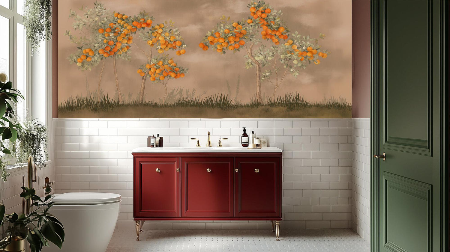 Contemporary Earth Tones wallpaper for Bathroom