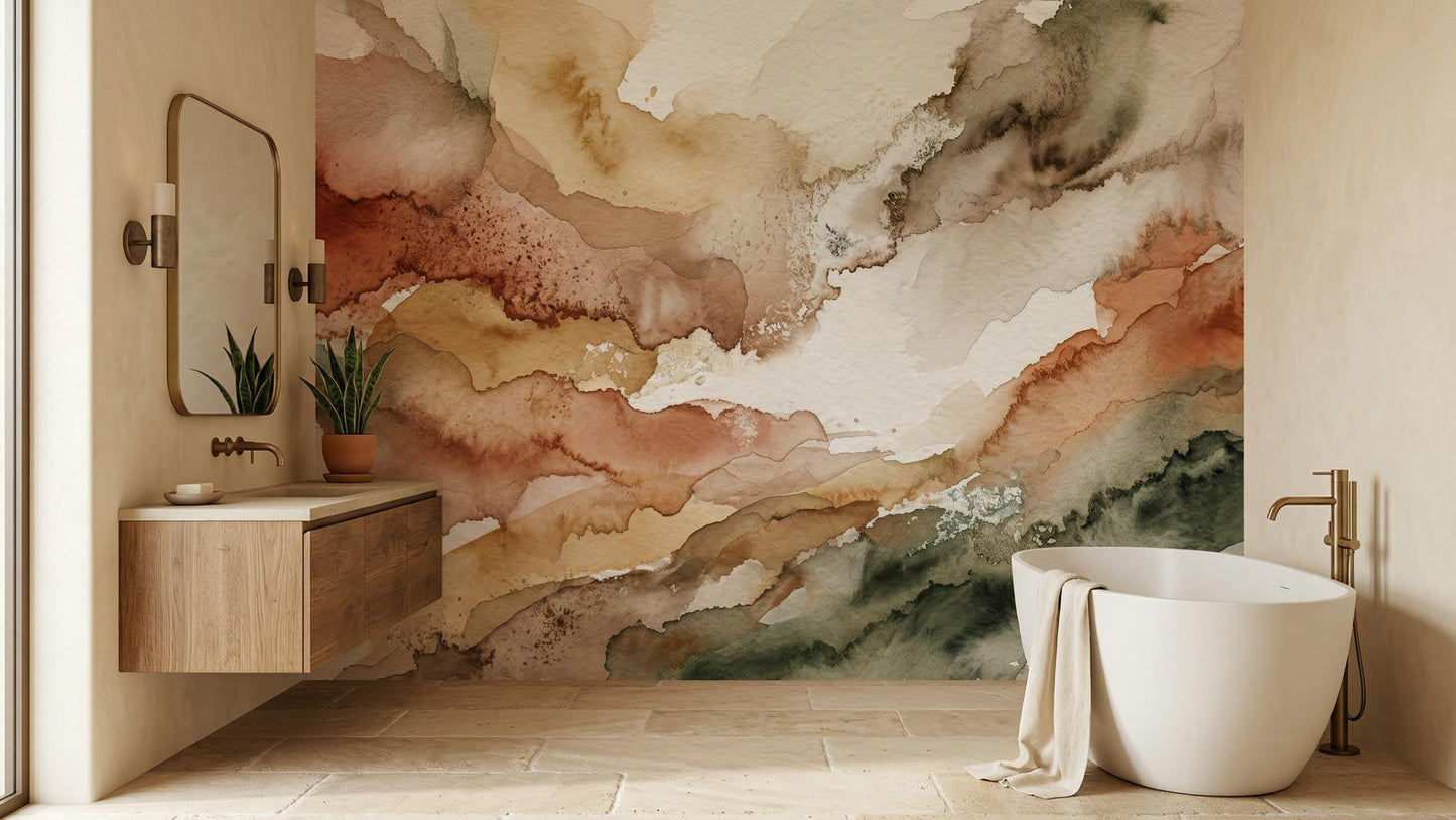 Contemporary Earth Tones wallpaper for Bathroom