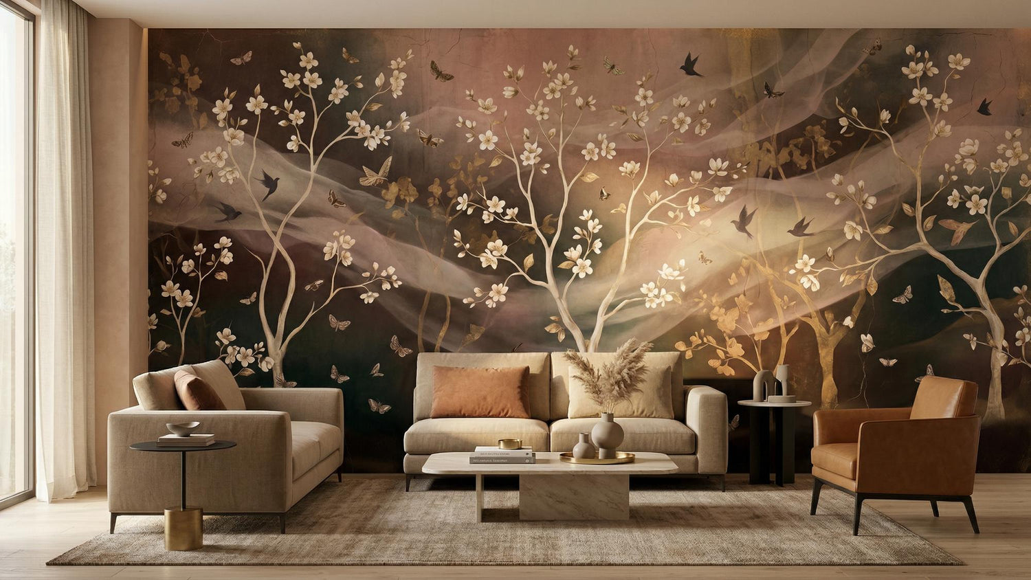 Contemporary Earth Tones wallpaper for Living Room