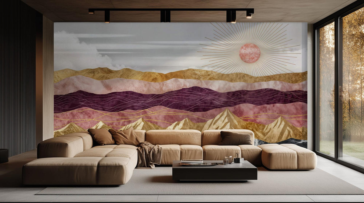 Contemporary Earth Tones wallpaper for Living Room