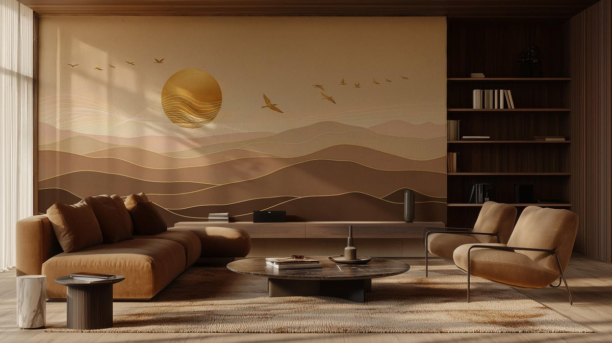 Contemporary Earth Tones wallpaper for Living Room