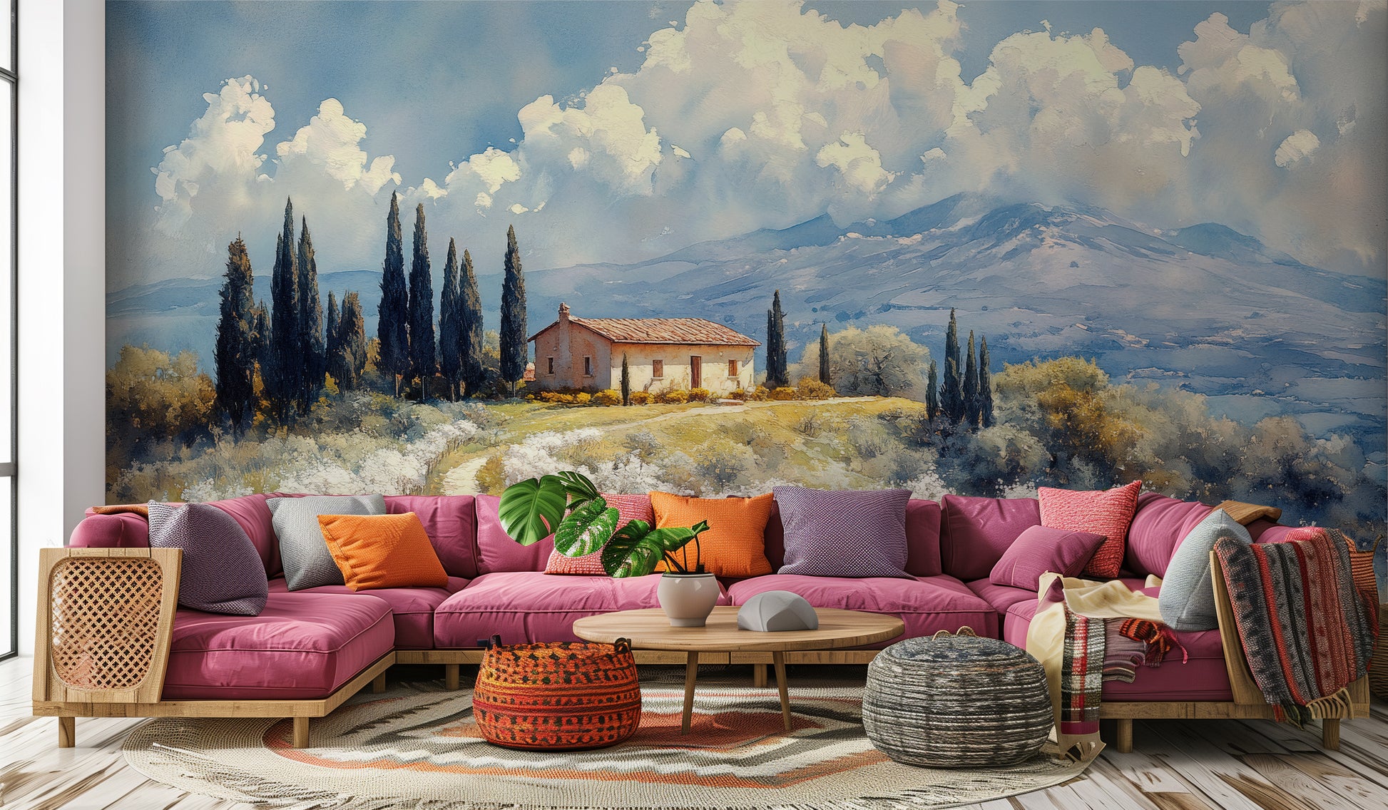 Contemporary Earth Tones wallpaper for Living Room