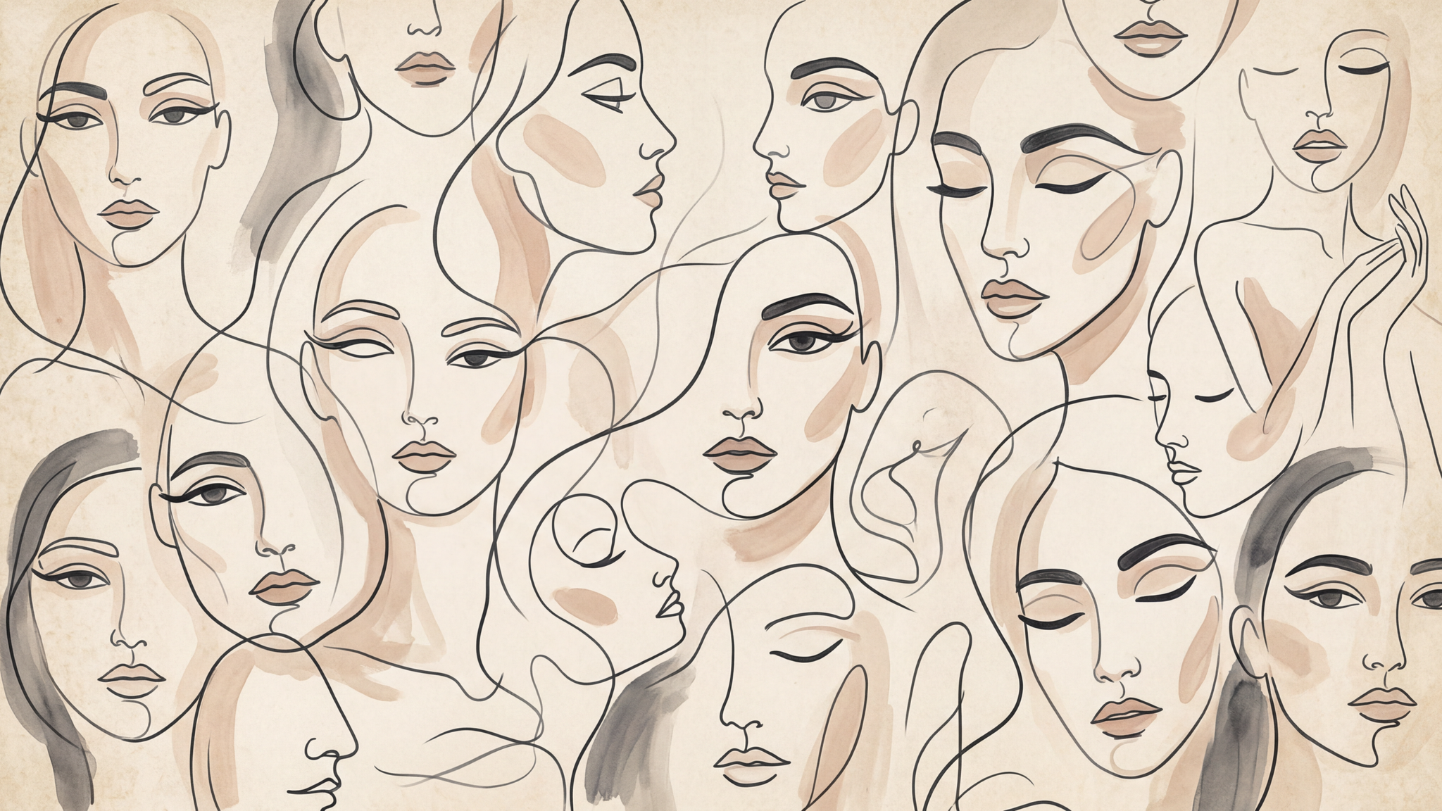 Abstract Faces in Warm Tones Wallpaper
