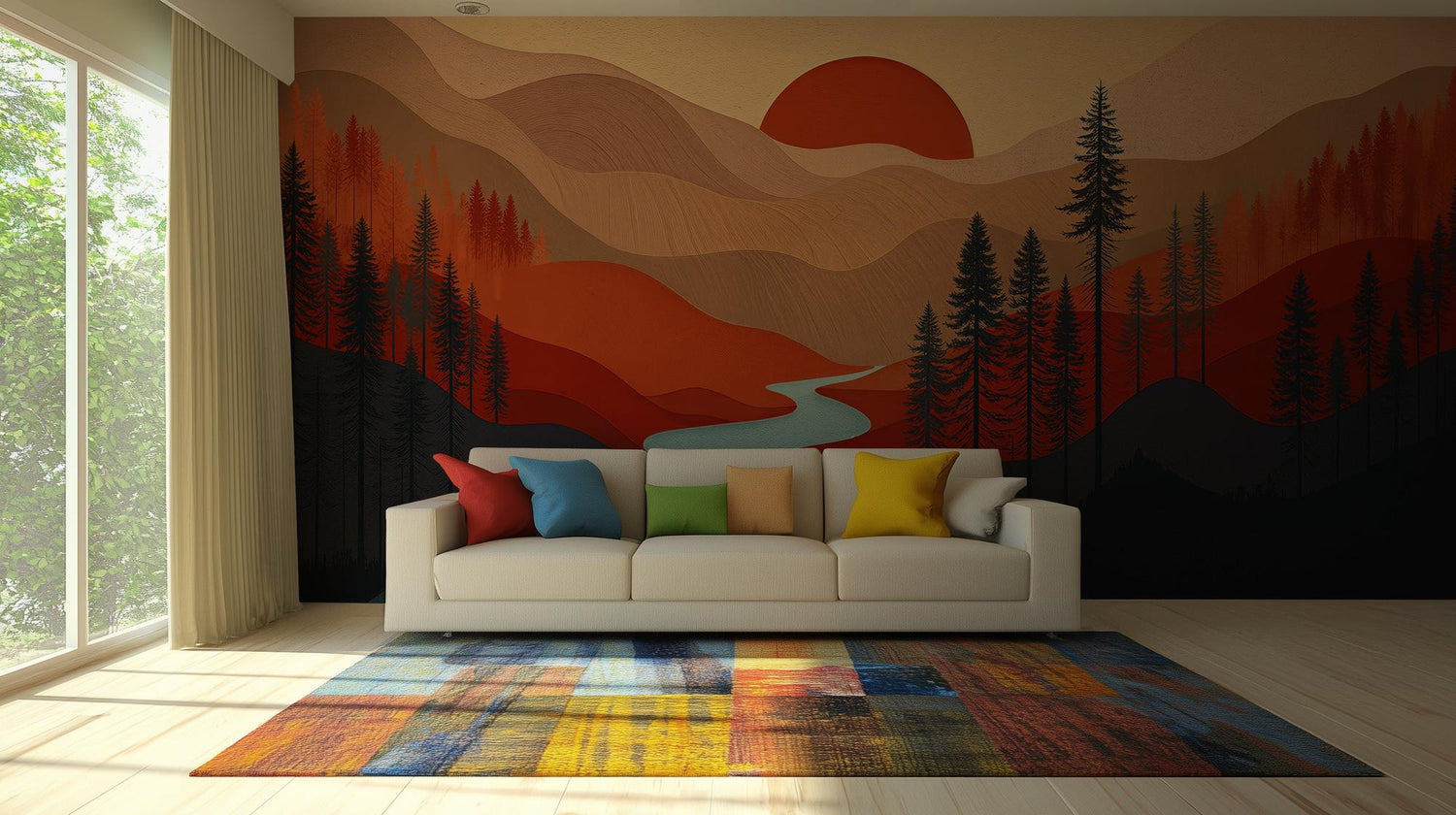 Modern Earth Tones wallpaper for Living Room