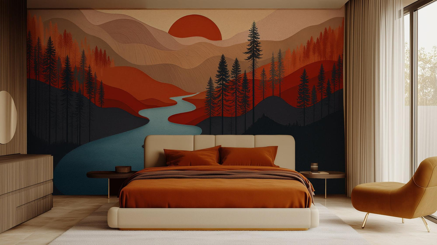 Rustic Earth Tones wallpaper for Bedroom