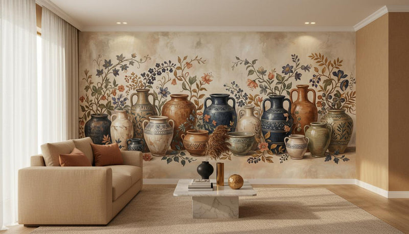 Oturma Odası için Rustik Toprak Tonları duvar kağıdı