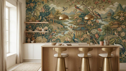 Traditional Earth Tones wallpaper for Dining Room