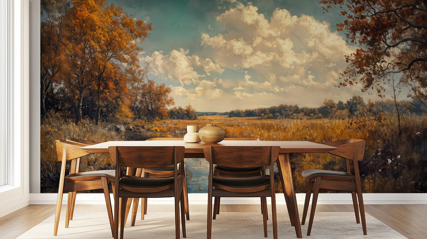 Traditional Earth Tones wallpaper for Dining Room