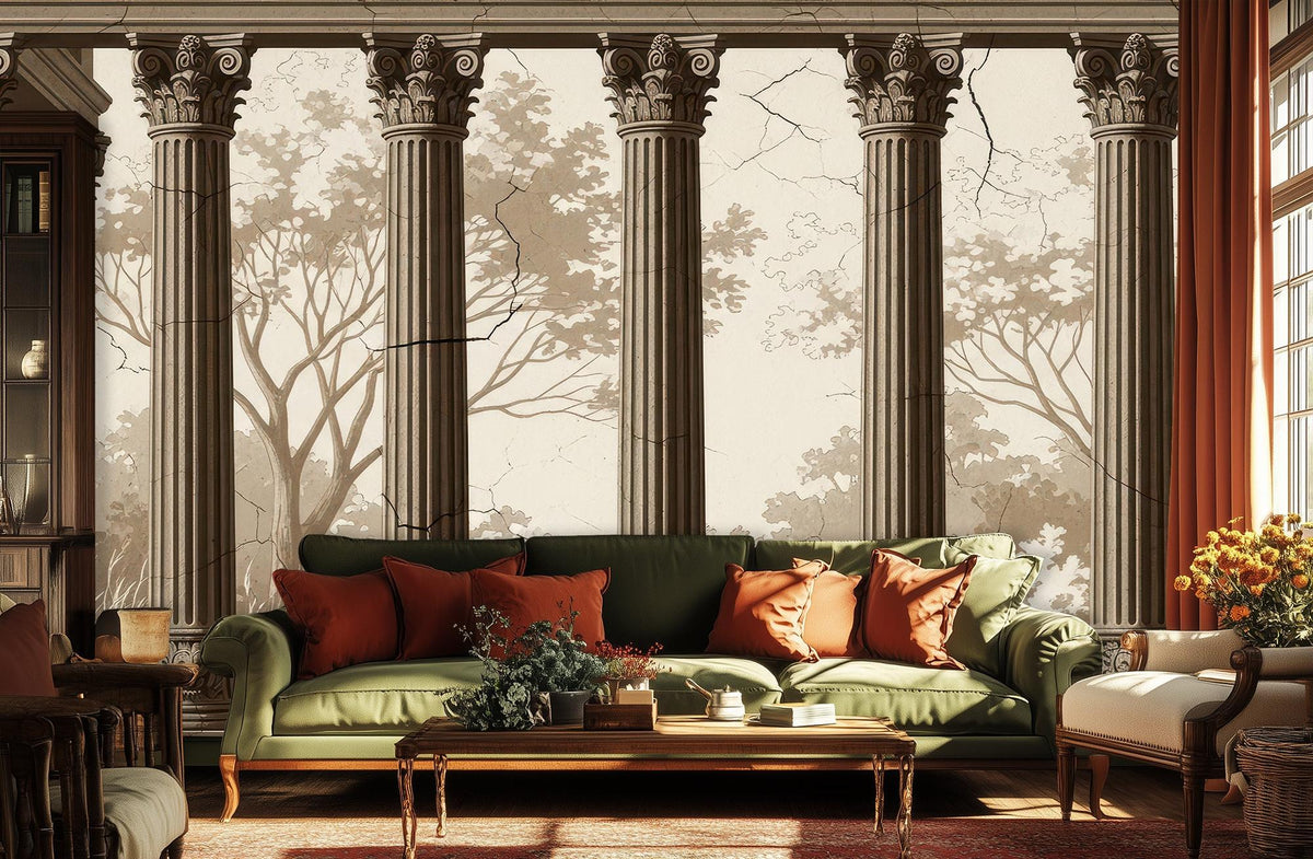Traditional Earth Tones wallpaper for Living Room
