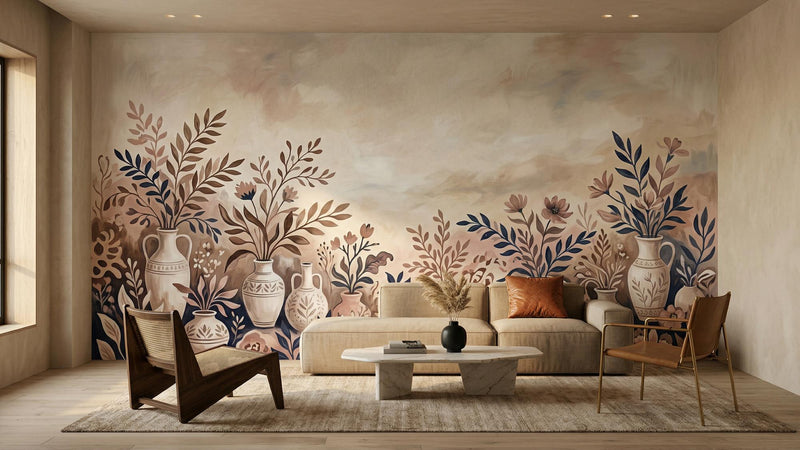 Traditional Earth Tones wallpaper for Living Room