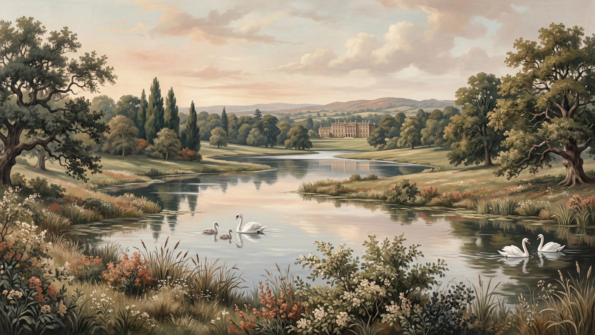 Idyllic River Landscape Wallpaper